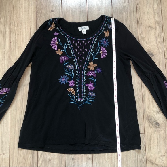 Women’s Style & co Black Floral Embroidery Long sleeve blouse top size S - Picture 11 of 14